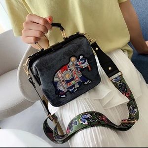 Elephant Embroidered Cross Body Bag- New!